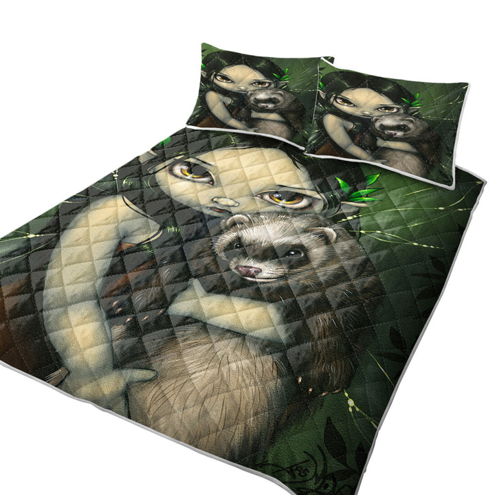 Fantasy Art Ferret and His Fairy Coverlets