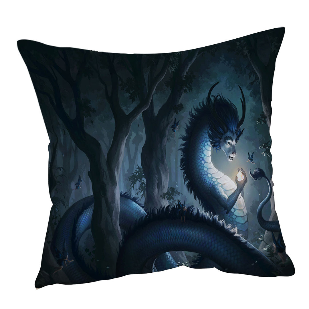 Fantasy Art Forest Dragon Throw Pillows