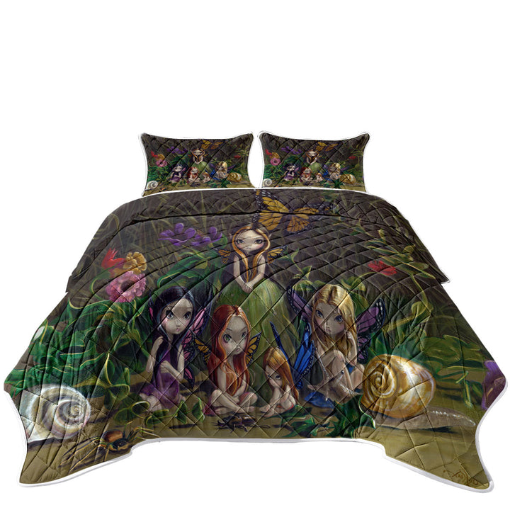 Fantasy Art Forest Gathering of Faeries Coverlets