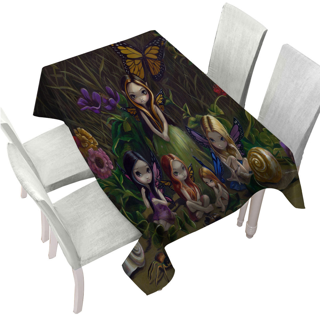 Fantasy Art Forest Gathering of Faeries Table Cover