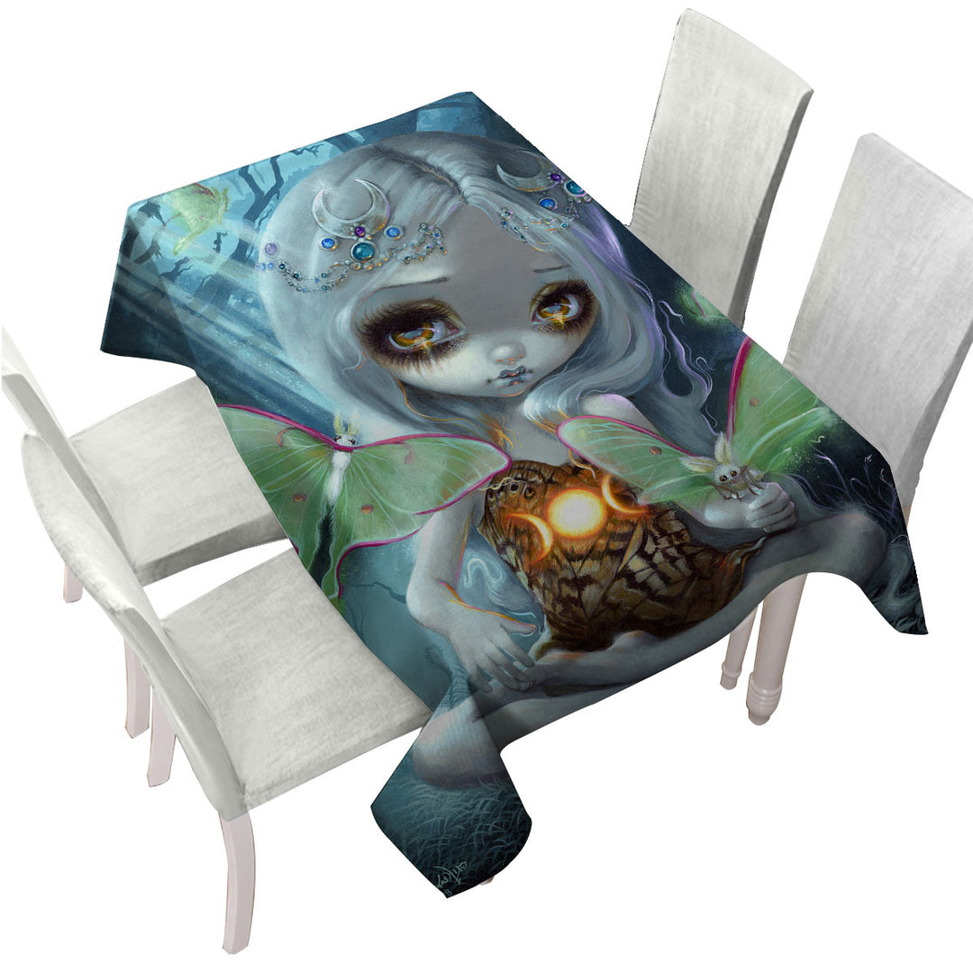 Fantasy Art Luna Moth Beautiful Glowing Moth Fairy Custom tablecloths