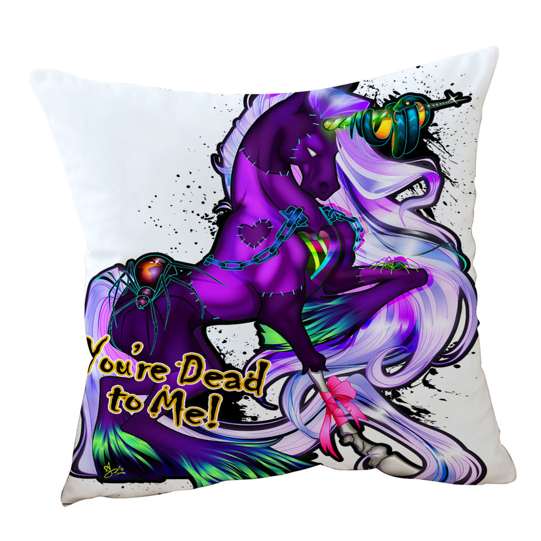 Fantasy Art Purple Rudicorn and Spider Cool Quote Cushions