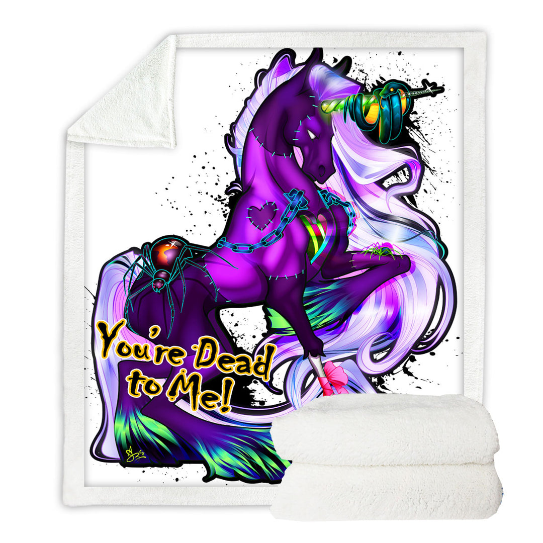 Fantasy Art Purple Rudicorn and Spider Cool Quote Throws