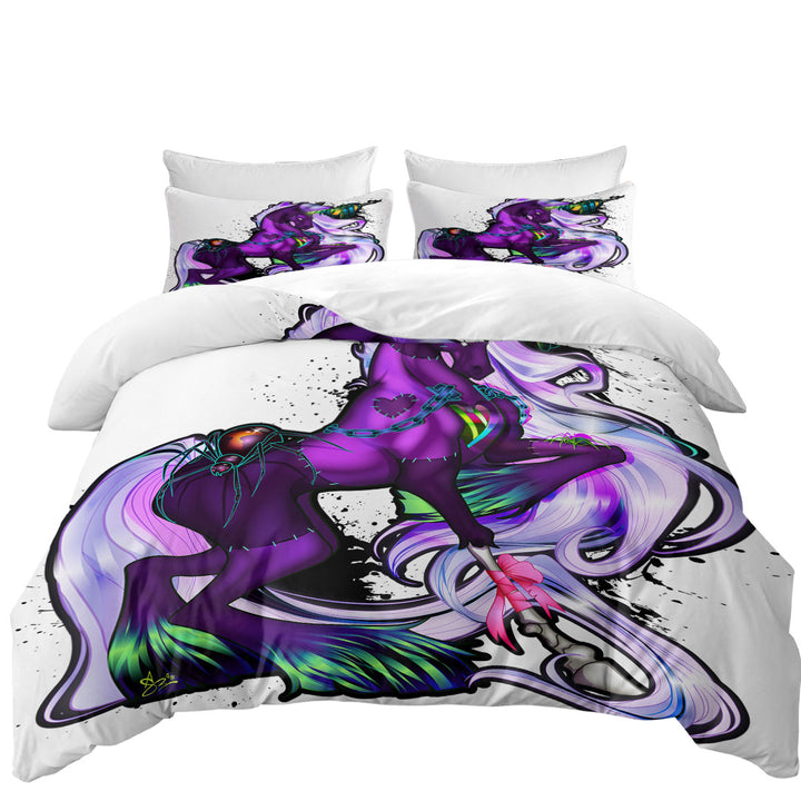 Fantasy Art Purple Rudicorn and Spider Quilt Cover