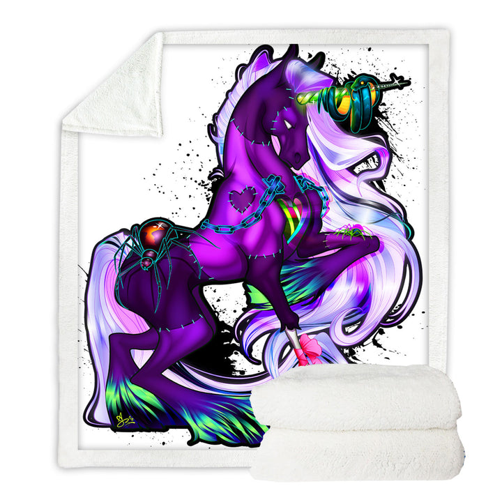Fantasy Art Sofa Blankets Purple Rudicorn and Spider