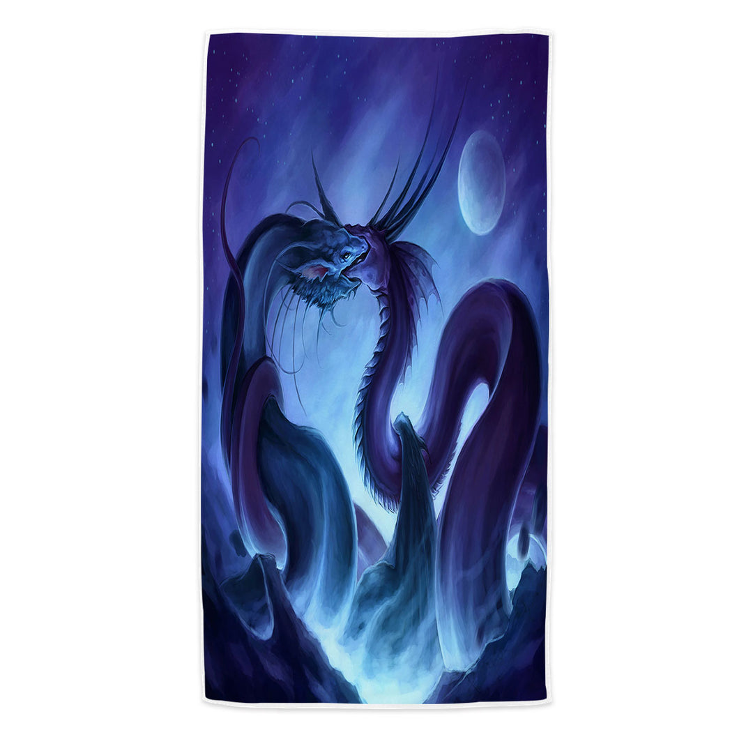 Fantasy Art Swims Towel Moon Night Dragon Fight