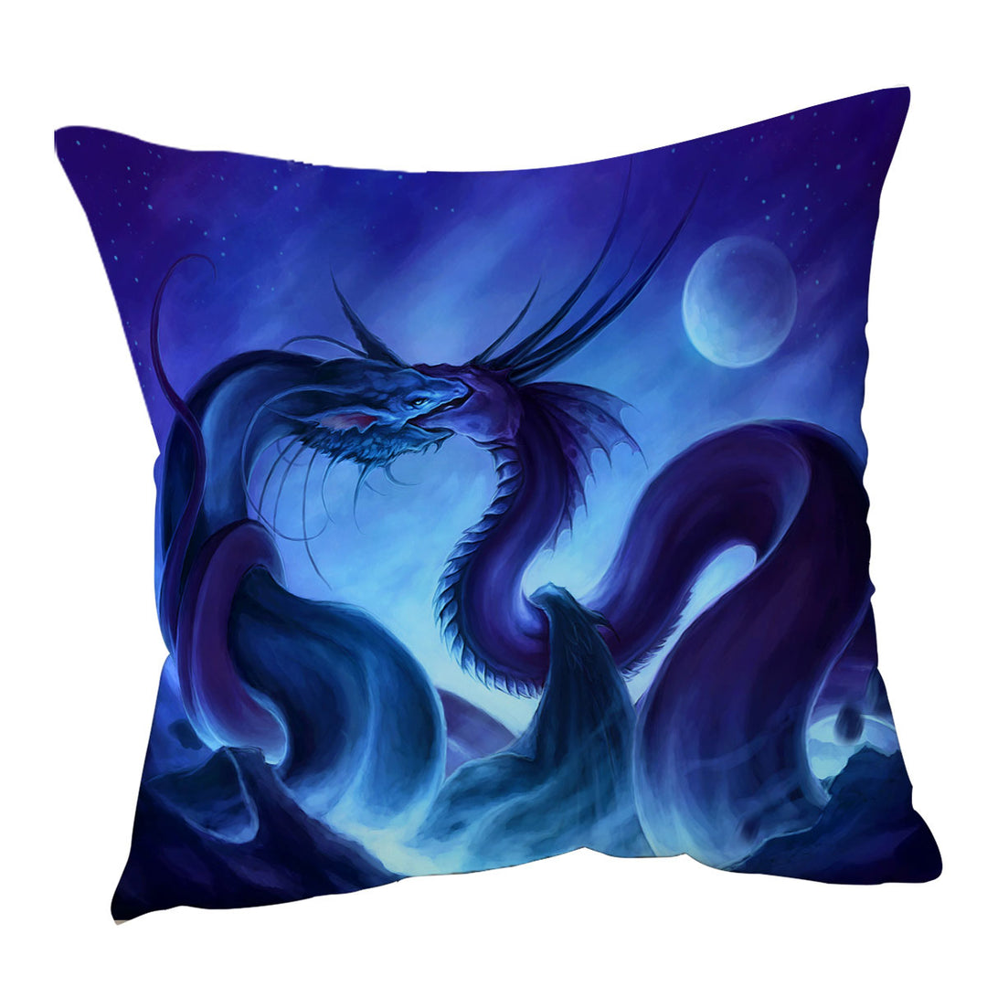 Fantasy Art Throw Pillows Moon Night Dragon Fight