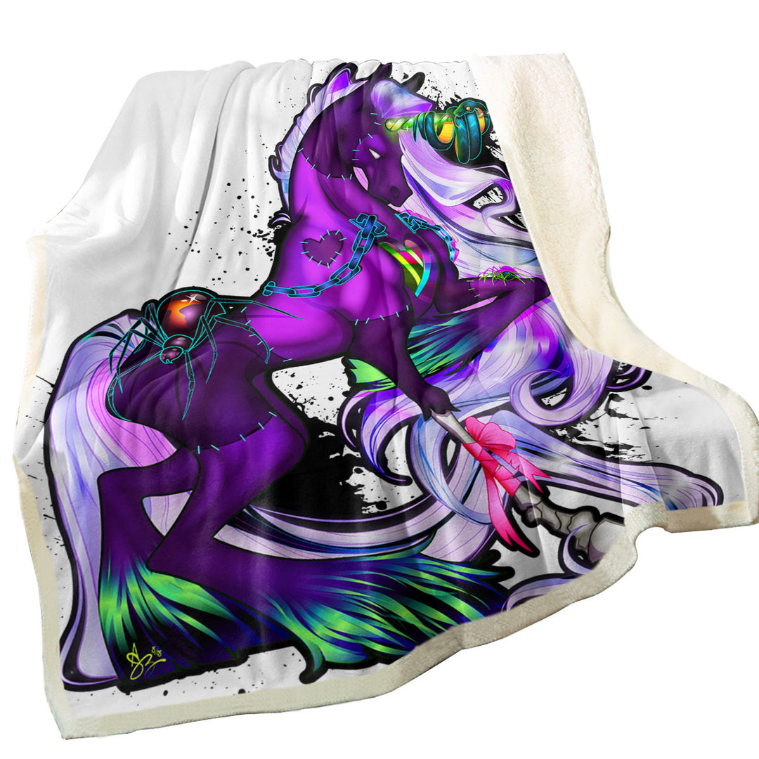 Fantasy Art Throws Purple Rudicorn and Spider