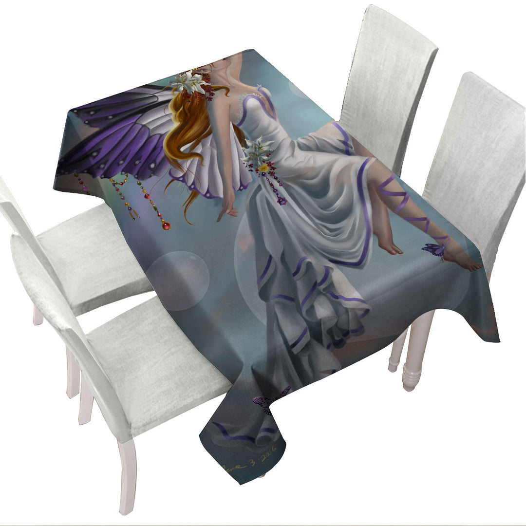 Fantasy Artwork Charming Rainbow Fairy Tablecloth