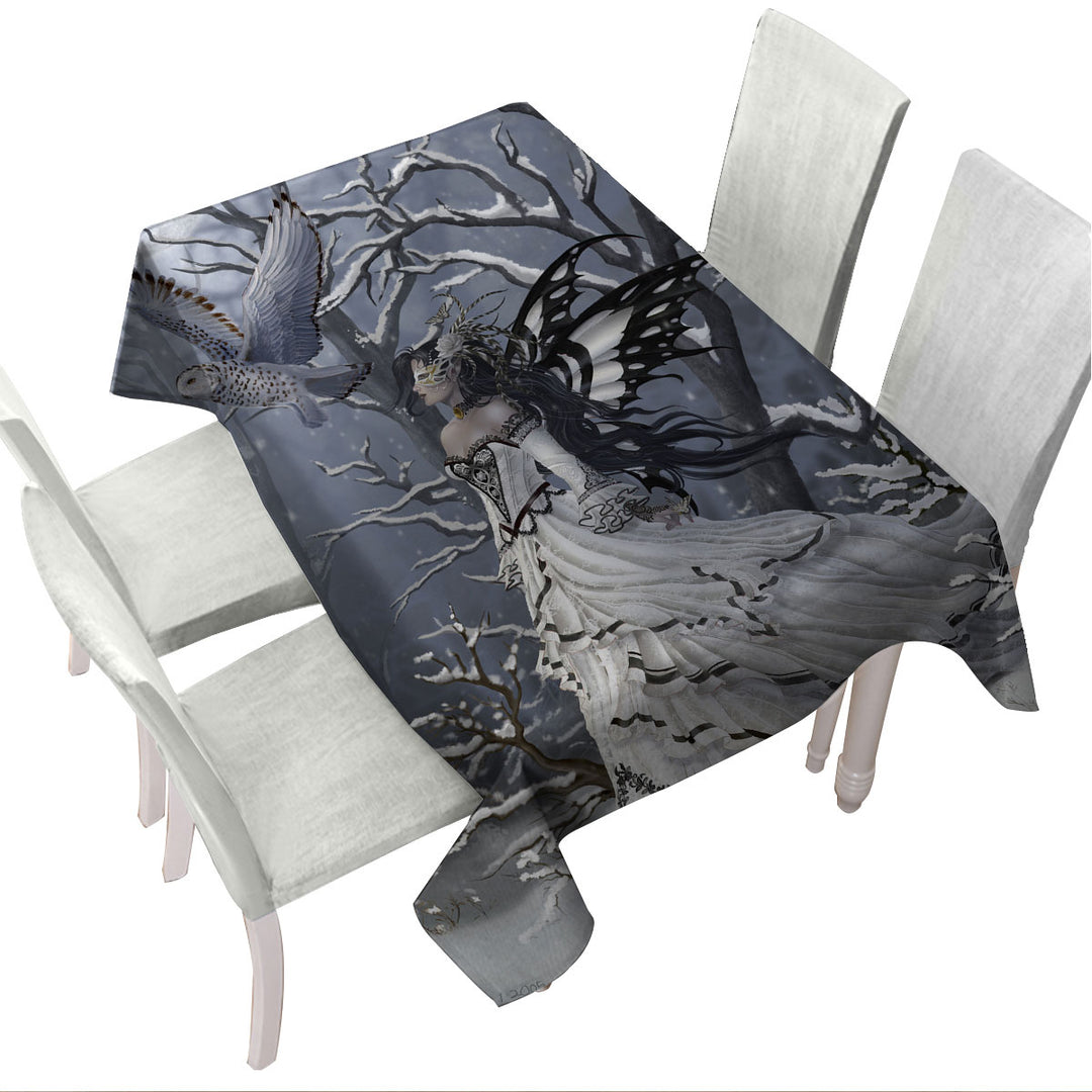 Fantasy Artwork Fairy the Queen of Owls Tablecloth