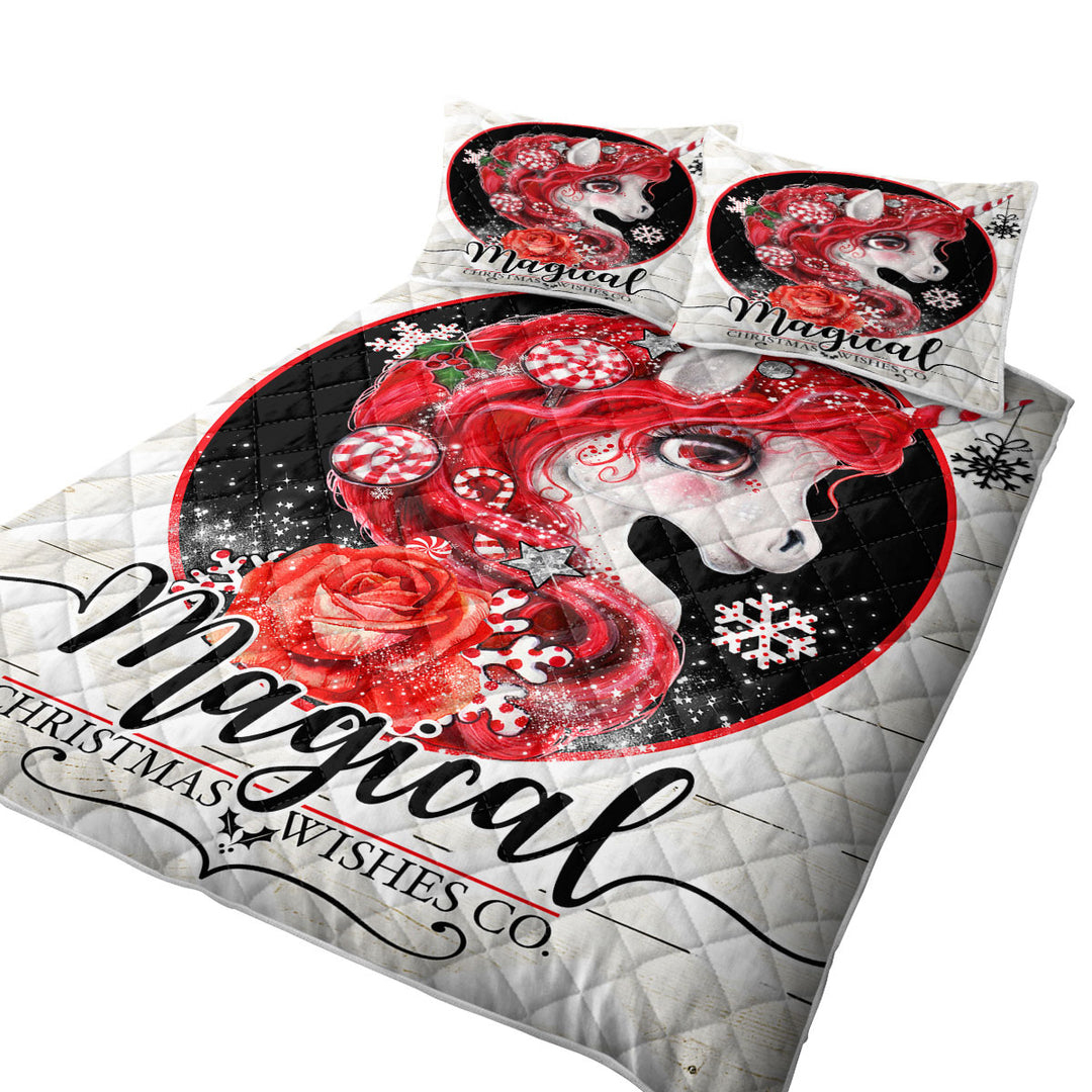 Fantasy Christmas Peppermint Unicorn Coverlets