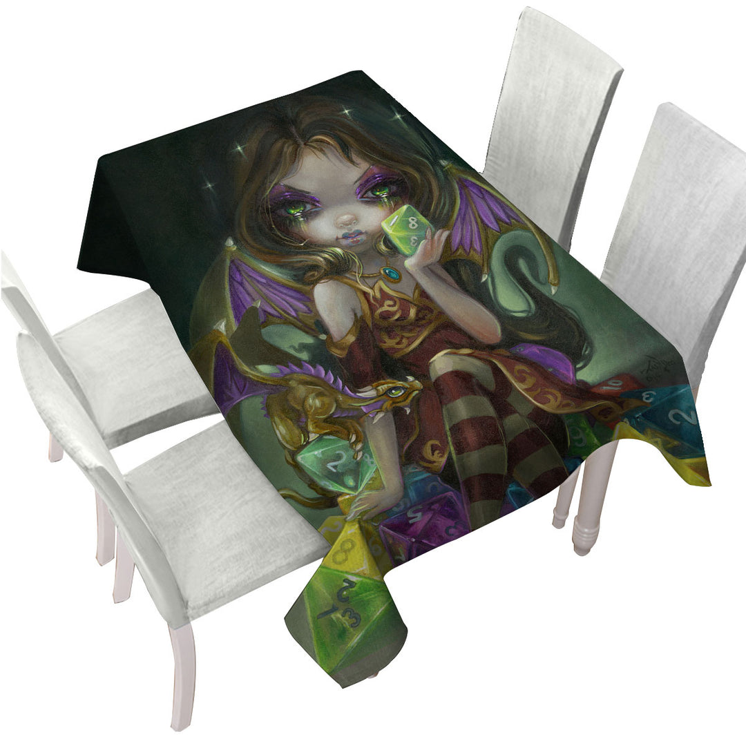 Fantasy Dragon and Fairy Dice Dragonling Princess Tablecloth