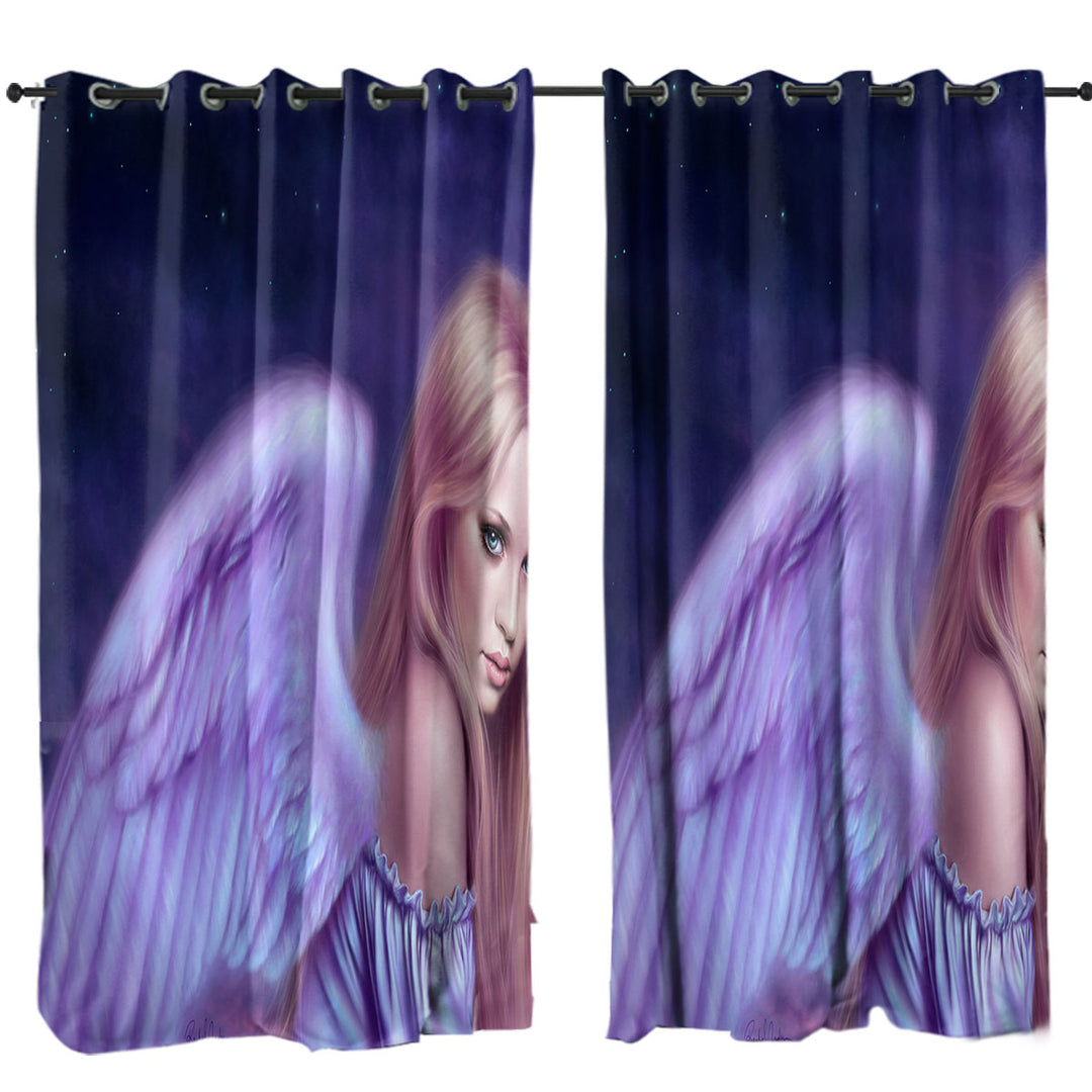 Fantasy Drawing Seraphina the Beautiful Angel Curtains for Living Room
