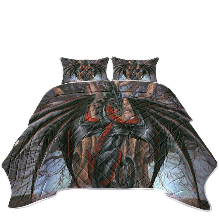 Fantasy Drawings Malice the Black Dragon King Quilt