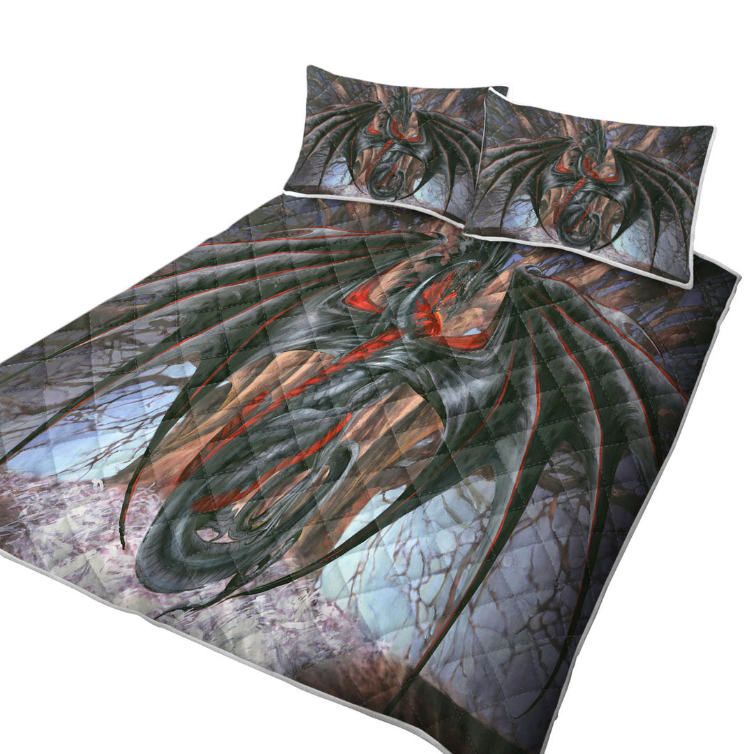 Fantasy Drawings Malice the Black Dragon Quilts for sale