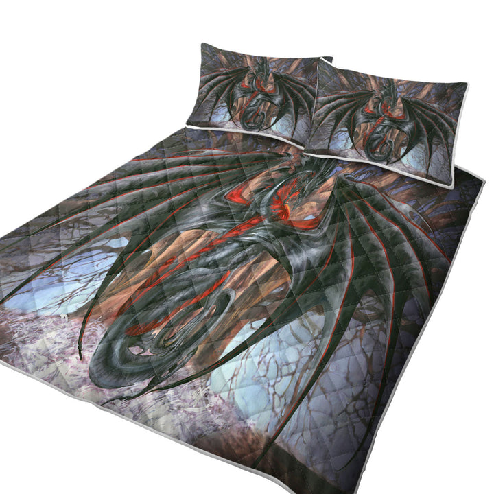 Fantasy Drawings Malice the Black Dragon Quilts for sale