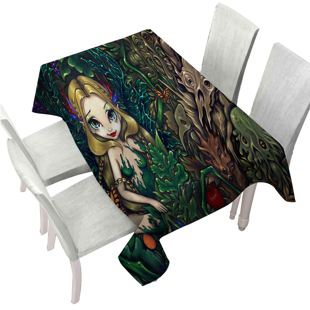 Fantasy Fairy of Summer and Hobgoblins of Autumn Table Cover