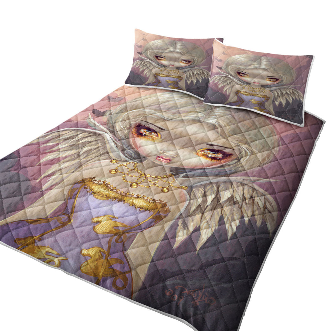 Fantasy Painting Angel in Lilac Quilts for Beds