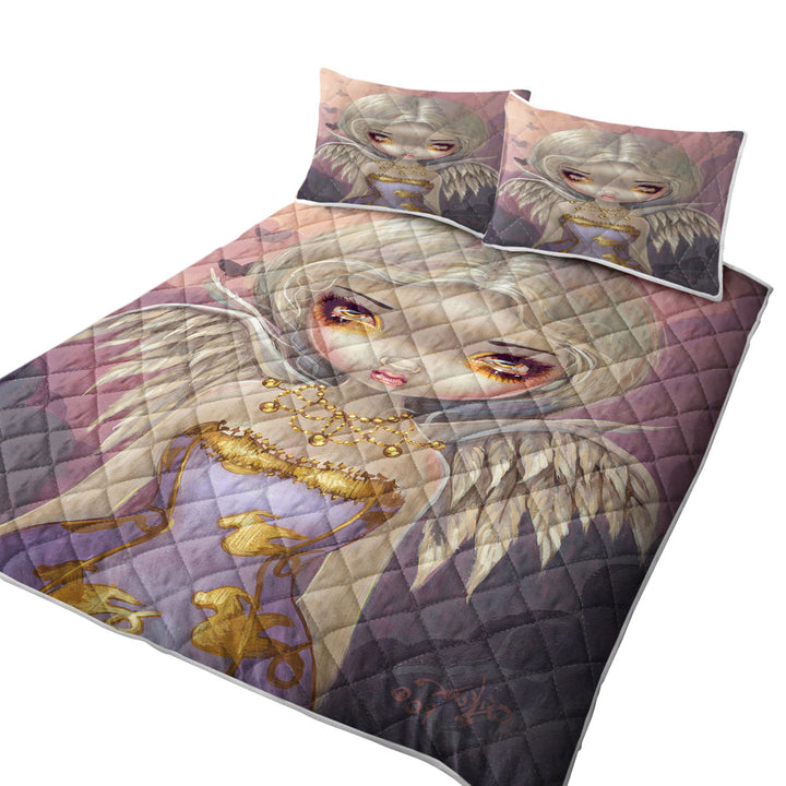 Fantasy Painting Angel in Lilac Quilts for Beds