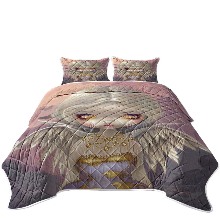 Fantasy Painting Angel in Lilac Twin Quilt