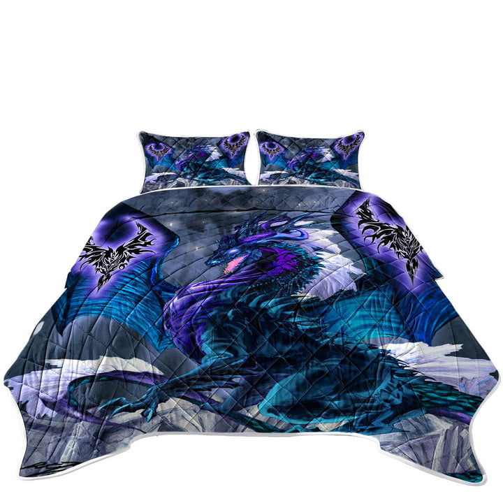 Fantasy Relic Blue Dragon Twin Quilt