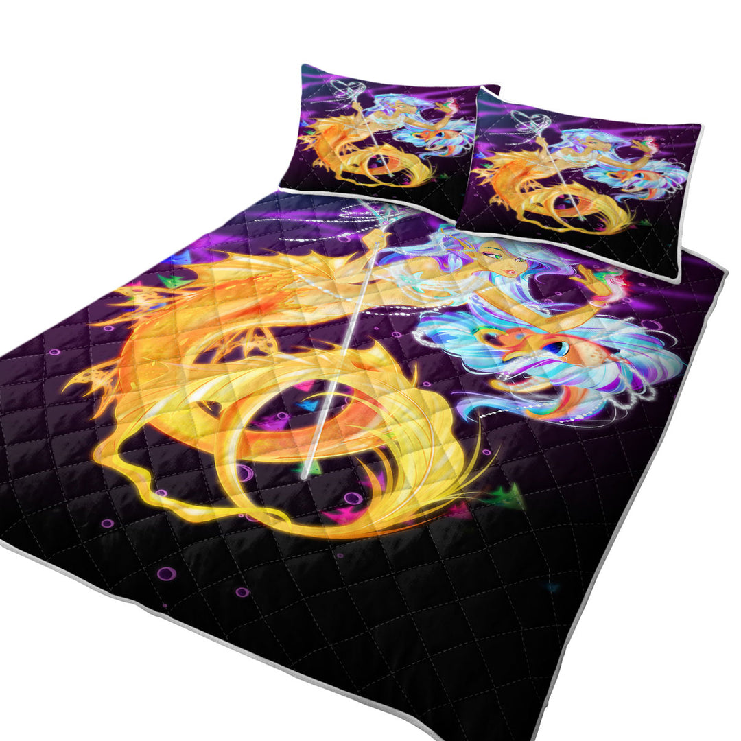 Fantasy Underwater Seahorse and Mermaid Coverlets