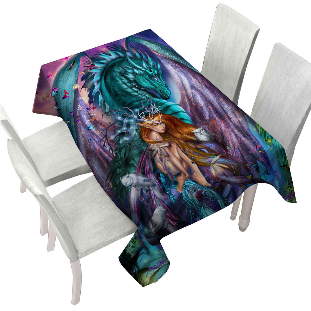 Fantasy Virgo Design Fairy and Dragon Custom table cloth