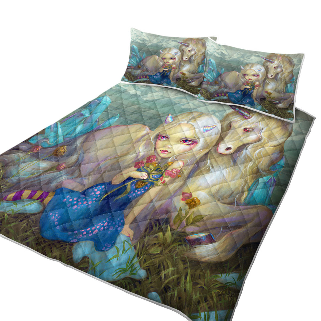 Fantasy World Maiden Fiona and the Unicorn Quilt