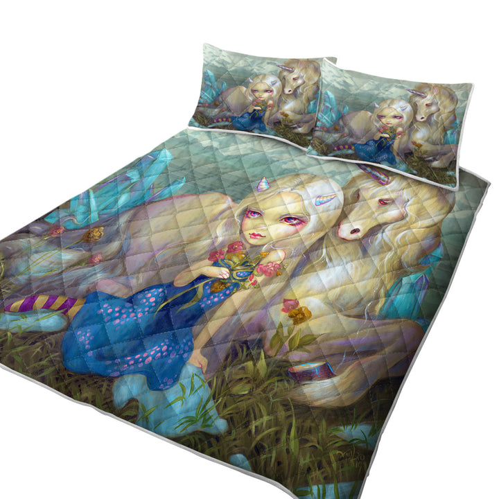 Fantasy World Maiden Fiona and the Unicorn Quilt