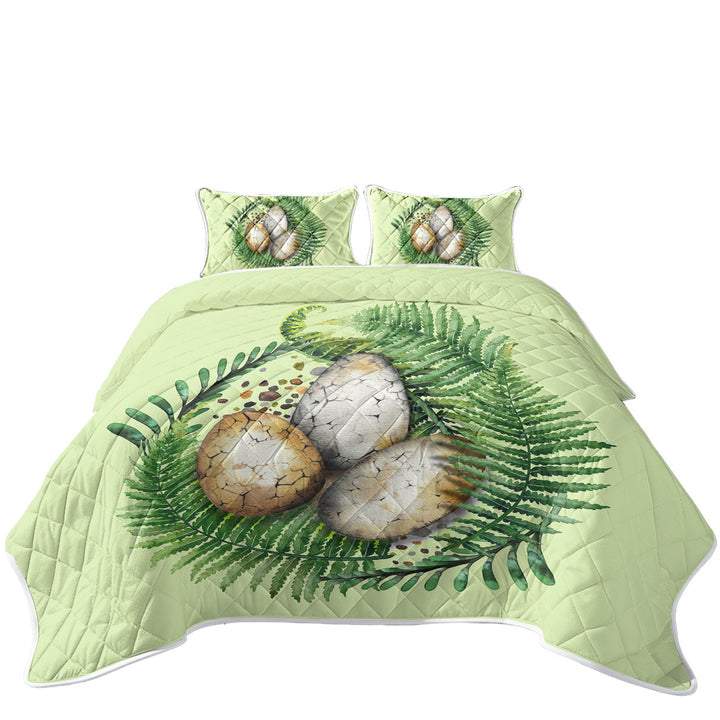 Fern and Dinosaur Eggs King Size Quilt