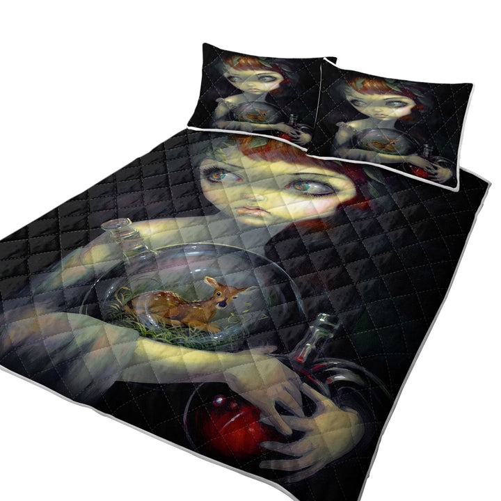 Fine Art Alchemical Girl Microcosm Fawn Coverlet