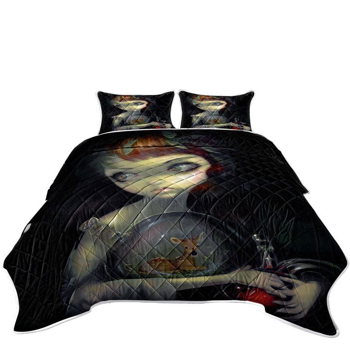 Fine Art Alchemical Girl Microcosm Fawn Quilts