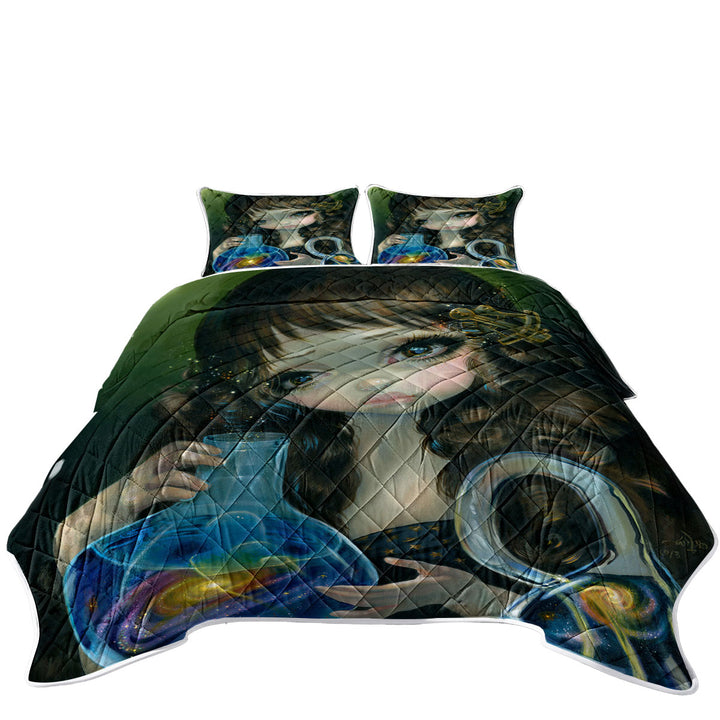 Fine Art Alchemical Girl Microcosm Galaxy Coverlet