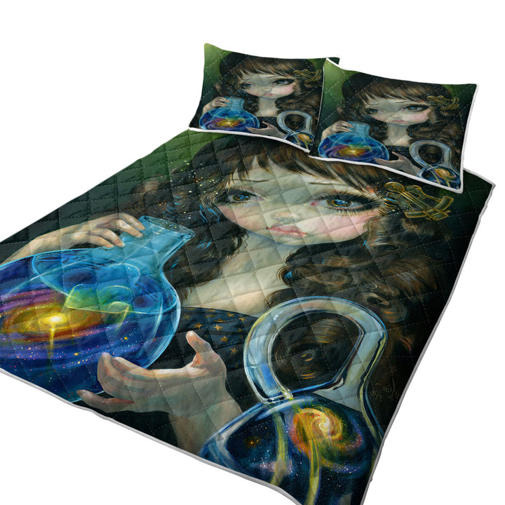 Fine Art Alchemical Girl Microcosm Galaxy Coverlets
