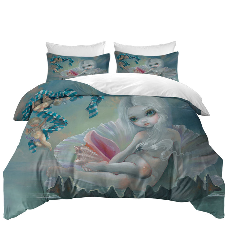 Fine Art Birth of Venus with Cherubs Beautiful Girl Duvet Cover