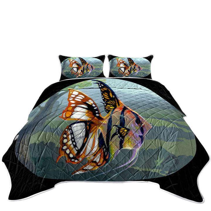 Fine Art Flying Fish Butterfly Winged Angelfish Daybed Covers Sets