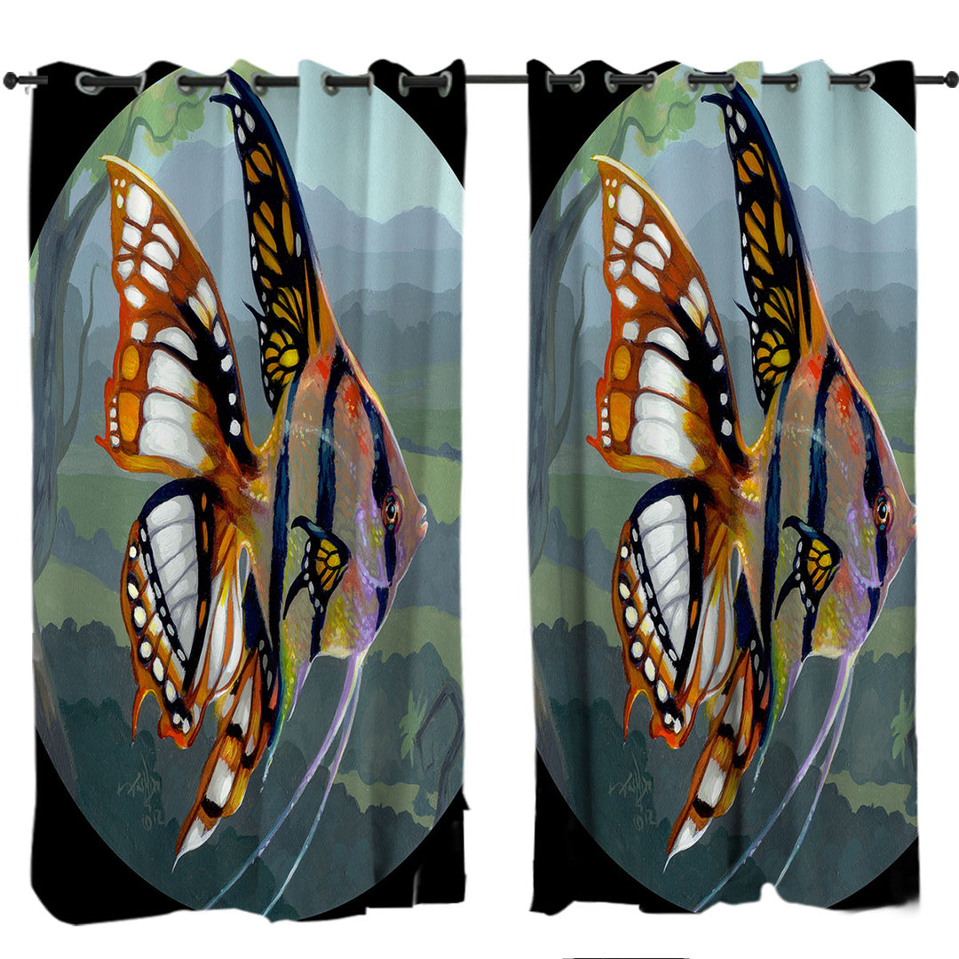 Fine Art Flying Fish Butterfly Winged Angelfish Made to Measure Curtains