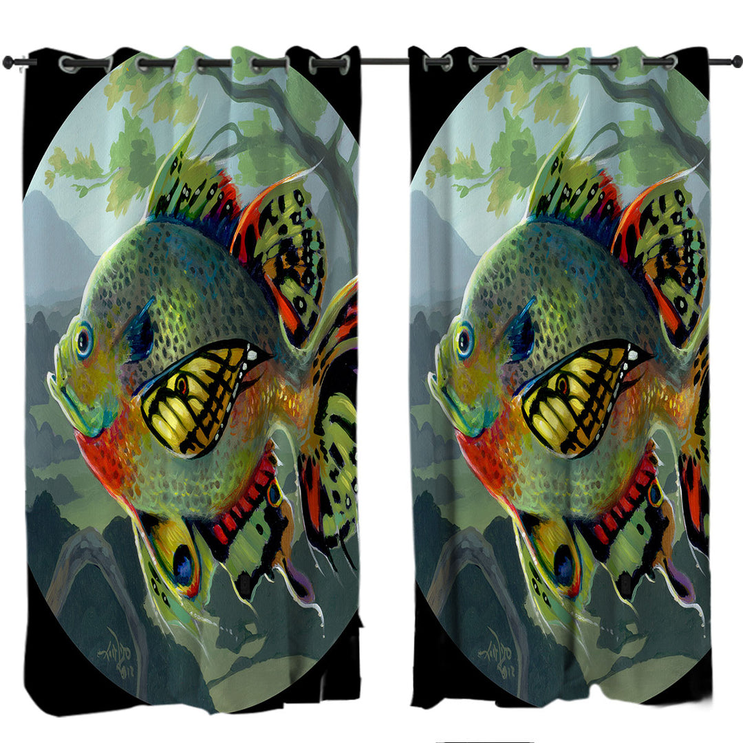 Fine Art Flying Fish Butterfly Winged Bluegill Curtain