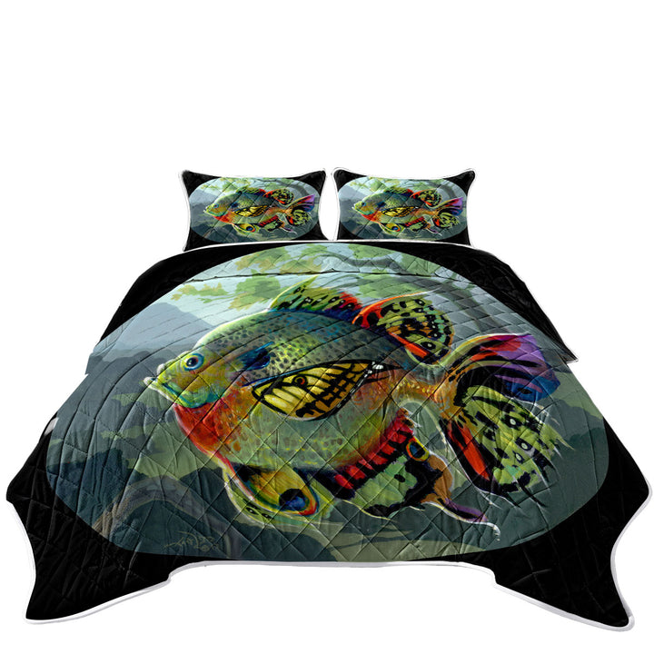 Fine Art Flying Fish Butterfly Winged Bluegill Quilt
