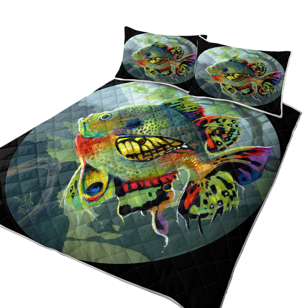 Fine Art Flying Fish Butterfly Winged Bluegill Quilts