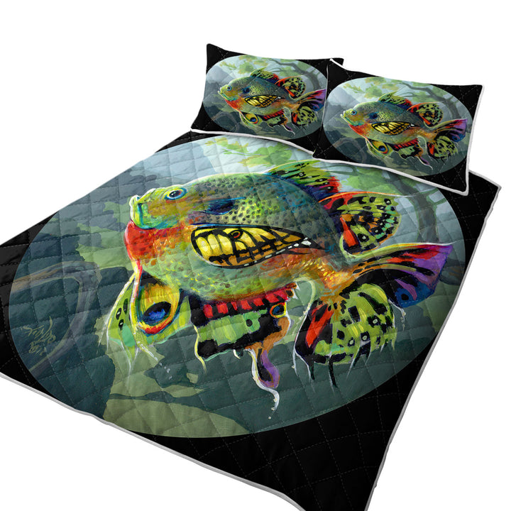 Fine Art Flying Fish Butterfly Winged Bluegill Quilts