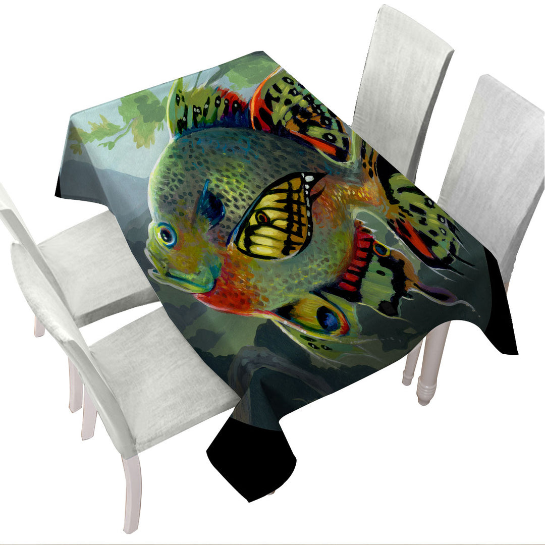 Fine Art Flying Fish Butterfly Winged Bluegill Tablecloth