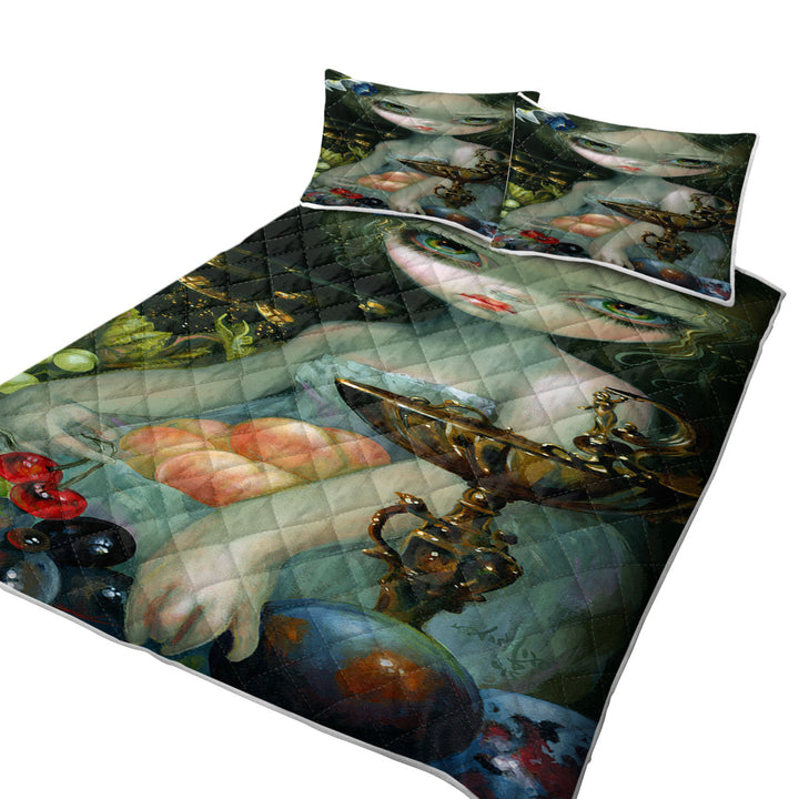 Fine Art Girl with Fruits and Golden Chalice King Size Quilt