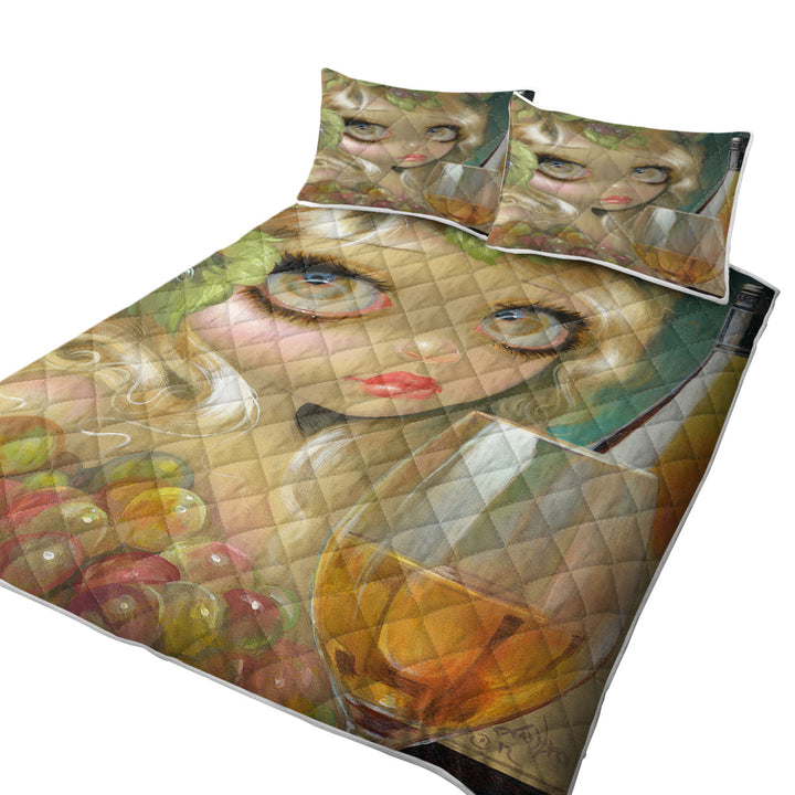 Fine Art Girl with Spirits of the Vine Chardonnay Coverlet