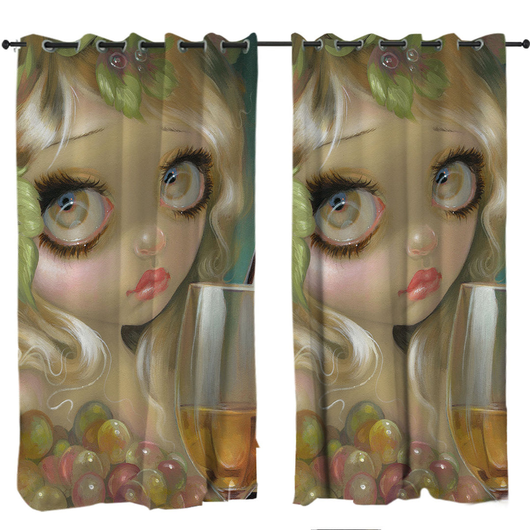 Fine Art Girl with Spirits of the Vine Chardonnay Curtain