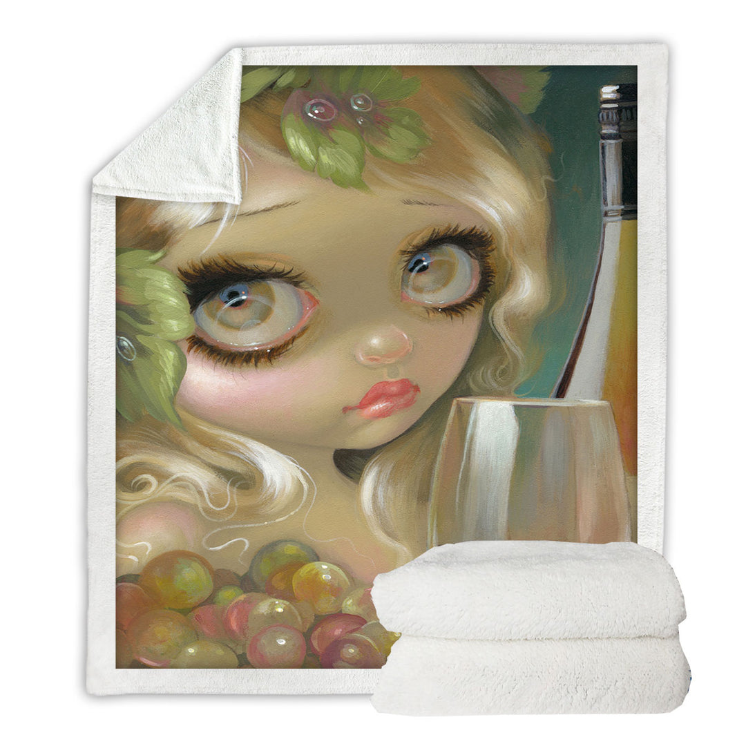 Fine Art Girl with Spirits of the Vine Chardonnay Sherpa Blanket