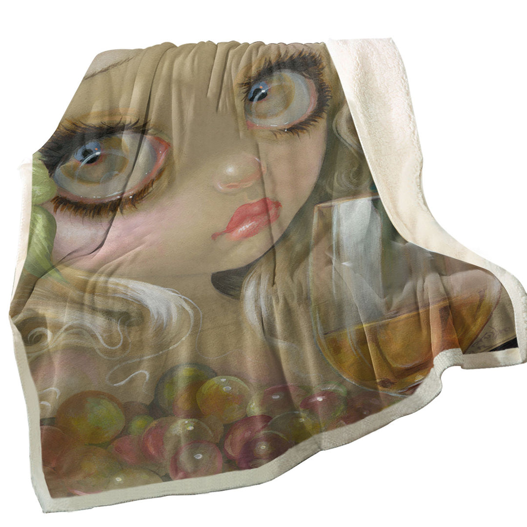 Fine Art Girl with Spirits of the Vine Chardonnay Throw Blanket