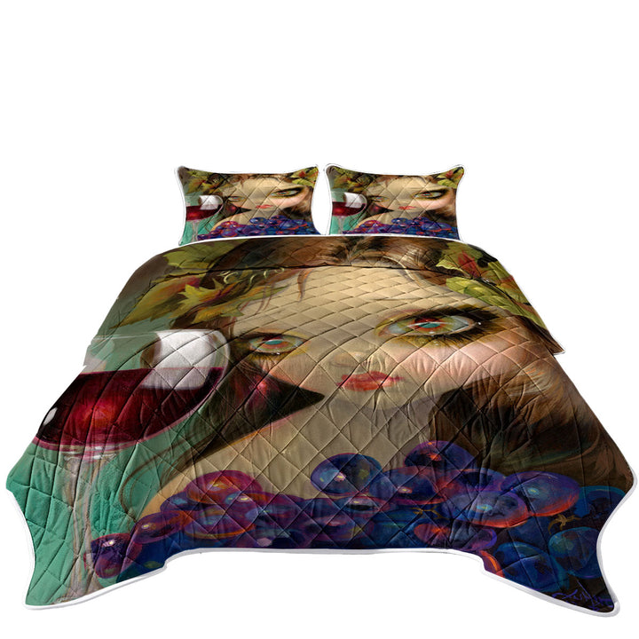 Fine Art Girl with Spirits of the Vine Merlot Coverlet