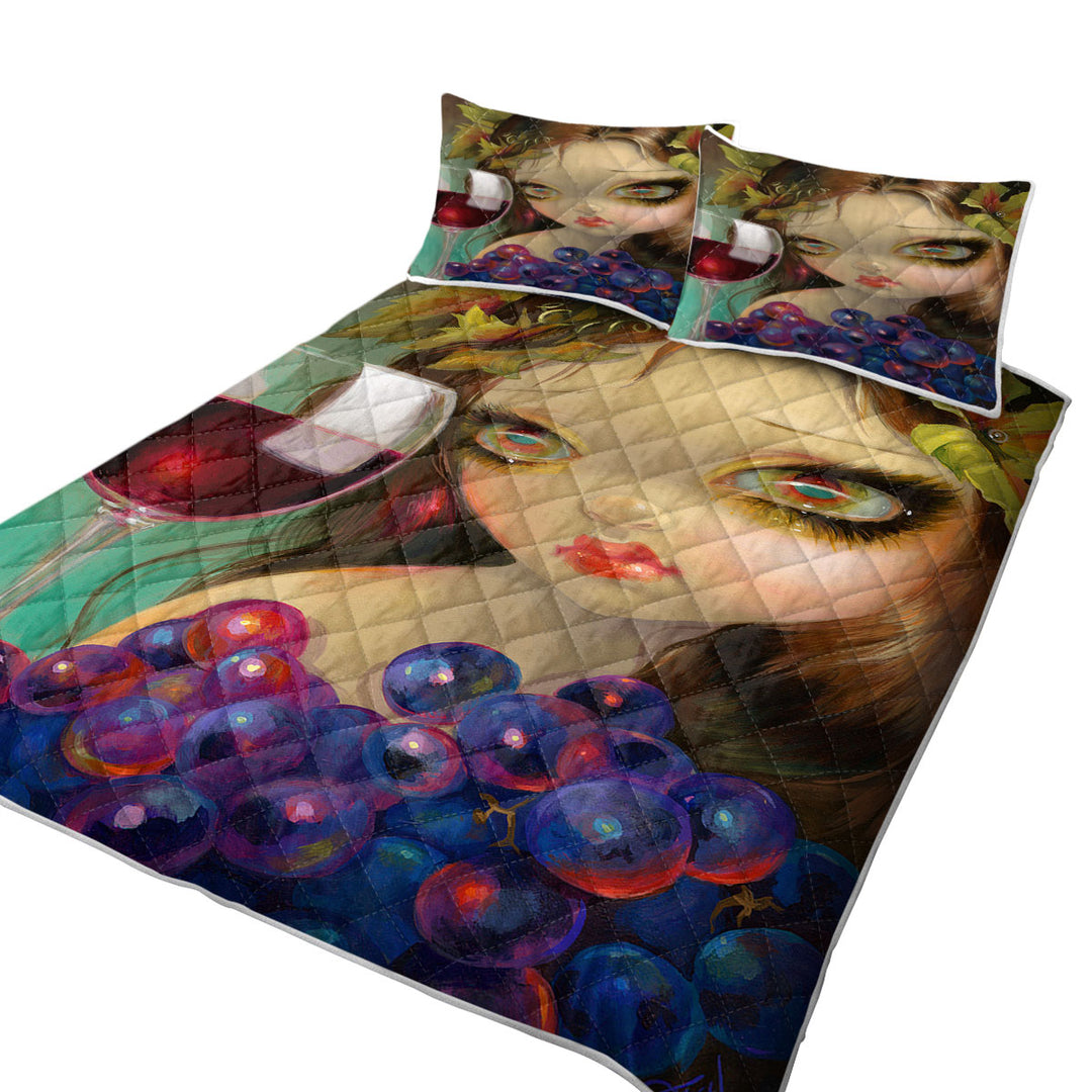 Fine Art Girl with Spirits of the Vine Merlot Coverlets