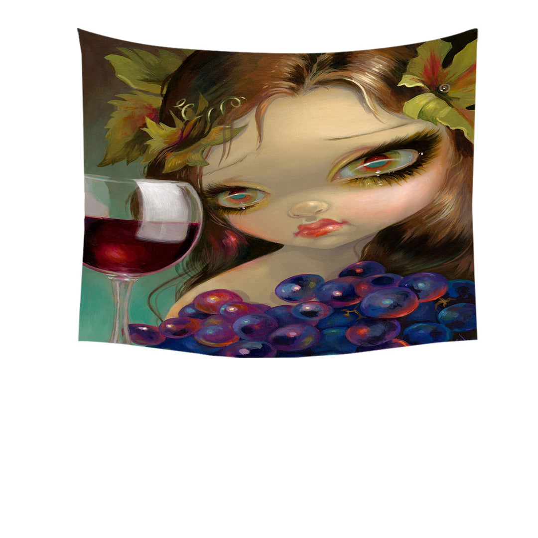 Fine Art Girl with Spirits of the Vine Merlot Tapestry Wall Decor